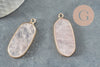 Pendentif hexagone quartz rose naturel 37mm, pendentif pierre, pierre naturelle, pendentif rose,quartz rose naturel, x1 G2819