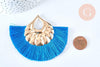 Pendentif large pompon fil bleu clair support doré,pendentif en fil sur support doré, 85-92mm, x 2, G4891