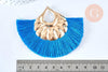 Pendentif large pompon fil bleu clair support doré,pendentif en fil sur support doré, 85-92mm, x 2, G4891