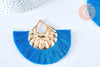 Pendentif large pompon fil bleu clair support doré,pendentif en fil sur support doré, 85-92mm, x 2, G4891