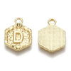 Pendentif lettre initiale zamac doré 18k sans nickel hexagone 17.5mm,pendentif initale lettre mot prenom,à x1,x1 G3463