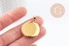 Pendentif locket rond acier 316 inoxydable doré 31mm, médaillon Vintage pour création collier,en acier inoxydable, x1 G9467