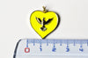 Pendentif médaille coeur oiseau émail laiton doré 18K pendentif laiton coeur,sans nickel,22.5mm, x1 G4273