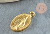 Pendentif médaille ovale Vierge Marie laiton doré 17.5mm, x1 (G3772)