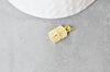 Pendentif médaille rectangle étoile laiton doré zircons, un pendentif doré avec cristaux pour création bijoux,14.5mm,l'unité,G3484