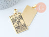 Pendentif médaille rectangle tempérance acier 201 doré inoxydable 40mm, pendentif carte tarot, X1 G6083