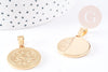 Pendentif médaille ronde cœur acier 304 inoxydable doré 25mm, x1 (G2051)