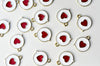 Pendentif médaille ronde coeur émail rouge laiton doré ,pendentif laiton amour pour création bijoux,17mm, x1 G6192