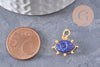 Pendentif oeil lapis lazuli naturel argent 925 doré 18K 15mm,pendentif amulette pierre naturelle x1 (G9868)