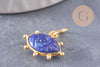 Pendentif oeil lapis lazuli naturel argent 925 doré 18K 15mm,pendentif amulette pierre naturelle x1 (G9868)