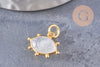 Pendentif oeil pierre de lune naturelle argent 925 doré 18K 15mm, pendentif amulette pierre naturelle x1 (G9870)