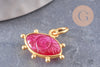 Pendentif oeil rubis naturel argent 925 doré 18K 15mm, pendentif amulette pierre naturelle x1 (G9869)