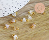 Pendentif perle triangle doré carats cristal beige 8mm,pendentif cristal, pendentif doré cristal, x10 G6239