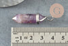 Pendentif pointe améthyste violette zamac platine 39mm, création bijoux pierre naturelle, x1 G1309