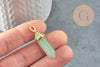 Pendentif pointe aventurine verte naturelle laiton doré 37-41mm, pendentif bijou pierre naturelle, x1 G1957