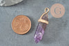 Pendentif pointe charoite violette naturelle zamac doré 39mm, x1 (G1389)