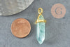 Pendentif pointe fluorite verte naturelle laiton doré 37-41mm,pendentif pierre naturelle, x1 G1445