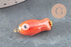 Pendentif poisson porcelaine multicolore Acier 304 inoxydable doré 25mm, x1 (G9816)