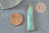 Pendentif rectangle aventurine naturelle laiton doré 46.5mm,création bijoux pierre naturelle, x1 G1959