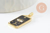 Pendentif rectangle mystique laiton doré 18k 26mm, création de bijoux mystiques, x1 G10048