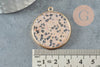 Pendentif ronc jaspe dalmatien, support doré, pierre naturelle,jaspe naturel,36mm, x1 G2814