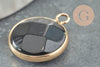 Pendentif rond agate noire,agate naturelle,pendentif pierre,20mm, x1 G0677