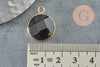 Pendentif rond agate noire,agate naturelle,pendentif pierre,20mm, x1 G0677