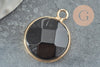 Pendentif rond agate noire,agate naturelle,pendentif pierre,20mm, x1 G0677