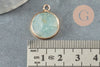 Pendentif rond amazonite laiton doré 20mm, amazonite naturelle, X1 G6319