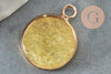 Pendentif rond jade naturel jaune 20.5mm ,pendentif pierre naturelle x1 G2172