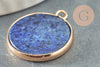 Pendentif rond lapis lazuli naturel laiton doré 26mm,lapis lazuli naturel,pendentif rond,26mm, X1 G0050