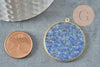 Pendentif rond lapis lazulis, pierre lapis lazuli naturel,pendentif rond,32-34mm, X1 G3642