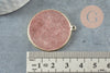 Pendentif rond quartz fraise, pendentif rose,quartz naturelle,32mm, x1 G3134