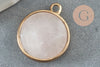 Pendentif rond quartz rose,cristal rose,pendentif pierre,quartz rose naturel,20mm, x1 G1045