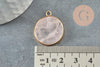 Pendentif rond quartz rose,pendentif pierre, quartz rose naturel,pendentif rond,26mm, x1 G7461