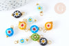 Pendentif rond verre millefiori multicolore 18mm, x10 (G7589)