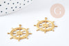 Pendentif roue bateau laiton brut 25mm, fourniture bijoux fantaisie thème marin x1 G8203