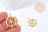 Pendentif roue bateau laiton brut 25mm, fourniture bijoux fantaisie thème marin x1 G8203