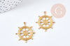 Pendentif roue bateau laiton brut 25mm, fourniture bijoux fantaisie thème marin x1 G8203