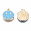 Pendentif smiley zamac doré émail multicolore 12mm,pendentif doré pour création de bijoux,lot de 5 G6105