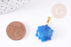 Pendentif soleil agate bleue support doré, pendentif pierre agate naturelle bleue,création bijoux en pierre naturelle, 23mm, x1 G5522