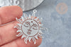 Pendentif soleil mystique argenté acier inoxydable 37.5mm, acier inoxydable platine, x1 G7655