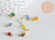 Pendentif toupie doré carats cristal multicolore transparent 9mm, pendentif doré cristal, X8 (G6223)