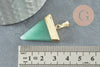 Pendentif triangle aventurine verte naturelle laiton doré 33mm, x1 (G1744)