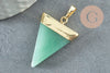 Pendentif triangle aventurine verte naturelle laiton doré 33mm, x1 (G1744)