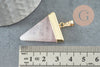 Pendentif triangle quartz rose,quartz naturel,pendentif pierre, support doré, création bijoux, pierre naturelle, 33mm, x1 G2059