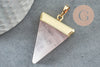 Pendentif triangle quartz rose,quartz naturel,pendentif pierre, support doré, création bijoux, pierre naturelle, 33mm, x1 G2059