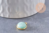 Pendentif visage de lune amazonite naturelle argent 925 doré 18K 19mm,pendentif amulette pierre naturelle x1 (G9872)