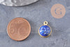 Pendentif visage de lune lapis lazuli naturel argent 925 doré 18K 19mm,pendentif amulette pierre naturelle x1 (G9876)