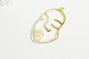 Pendentif visage laiton brut, fournitures pour bijoux, laiton brut ,bijoux moderne,43x26mm, x1, G3183